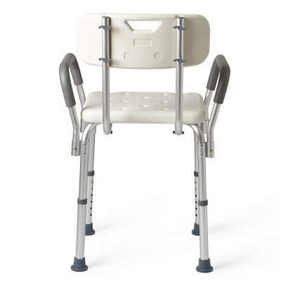 Medline Bath Bench with Back and Padded Arms, White