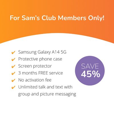 Troomi Wireless KidSmart OS Samsung A14 5G 64GB, No-Contract Smartphone