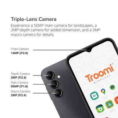 Troomi Wireless KidSmart OS Samsung A14 5G 64GB, No-Contract Smartphone