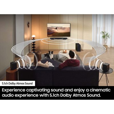 SAMSUNG 5.1 Channel Sound Bar w/ wireless Subwoofer, Q-Symphony & Dolby ATMOS Audio - HW-Q65C/ZA