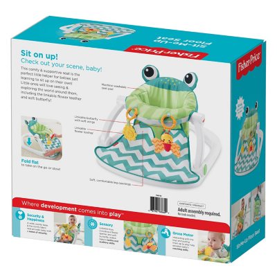 Fisher-Price Sit-Me-Up Floor Seat with 2 Linkable Toys, Citrus Frog