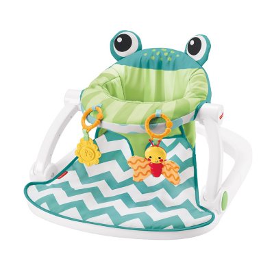 Fisher-Price Sit-Me-Up Floor Seat with 2 Linkable Toys, Citrus Frog