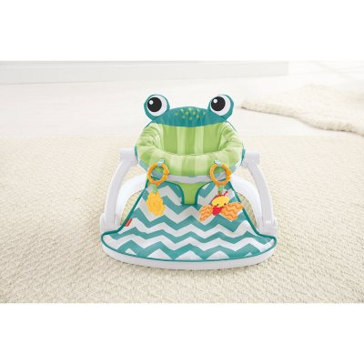 Fisher-Price Sit-Me-Up Floor Seat with 2 Linkable Toys, Citrus Frog