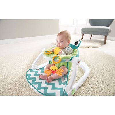 Fisher-Price Sit-Me-Up Floor Seat with 2 Linkable Toys, Citrus Frog