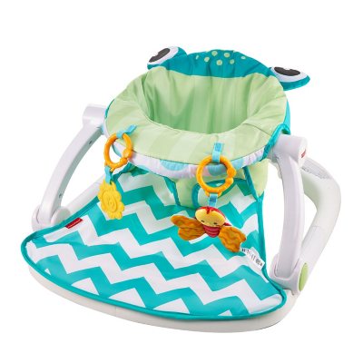 Fisher-Price Sit-Me-Up Floor Seat with 2 Linkable Toys, Citrus Frog