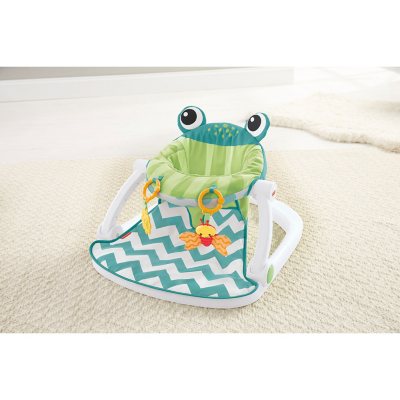 Fisher-Price Sit-Me-Up Floor Seat with 2 Linkable Toys, Citrus Frog