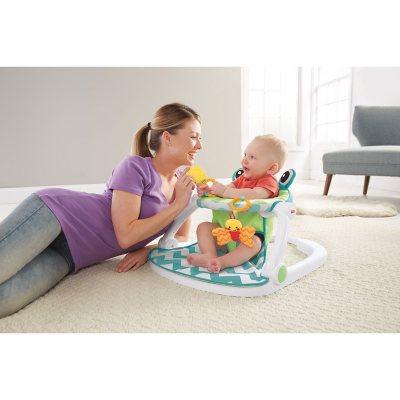 Fisher-Price Sit-Me-Up Floor Seat with 2 Linkable Toys, Citrus Frog