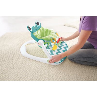 Fisher-Price Sit-Me-Up Floor Seat with 2 Linkable Toys, Citrus Frog