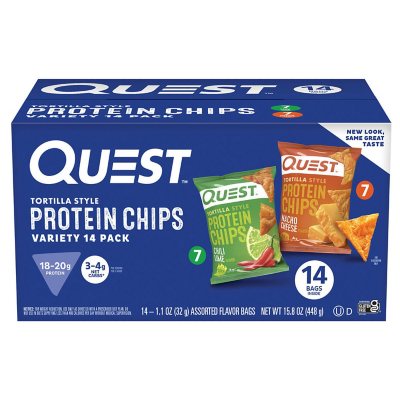 Quest Tortilla Chips Variety Pack, Nacho Cheese and Chili Lime 14 ct.