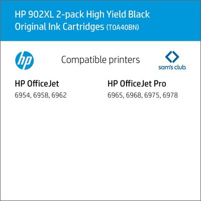 HP 902XL High-Yield Original Ink Cartridge, Black 2 pk.