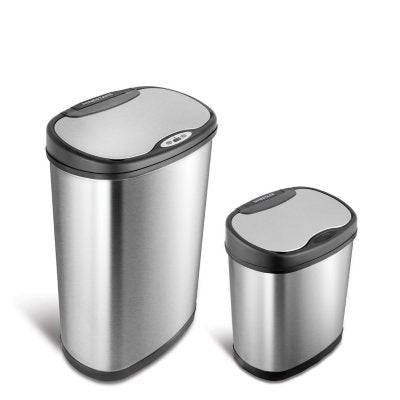 Nine Stars Combo Sensor Trash Can, Stainless Steel 13.2 gal / 3.2 gal