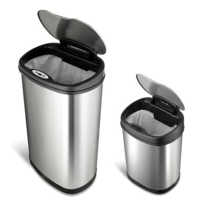 Nine Stars Combo Sensor Trash Can, Stainless Steel 13.2 gal / 3.2 gal