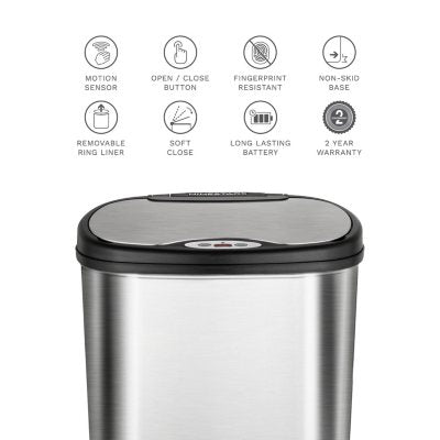 Nine Stars Combo Sensor Trash Can, Stainless Steel 13.2 gal / 3.2 gal