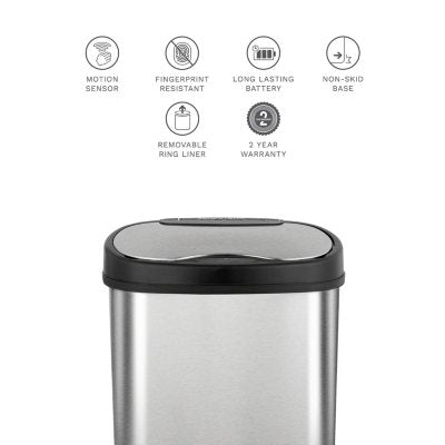 Nine Stars Combo Sensor Trash Can, Stainless Steel 13.2 gal / 3.2 gal
