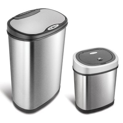 Nine Stars Sensor Trash Cans, Stainless Steel 13.2 gal./3.2 gal.