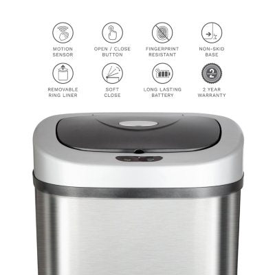 Nine Stars Sensor Trash Can, Stainless Steel 21.1 gal