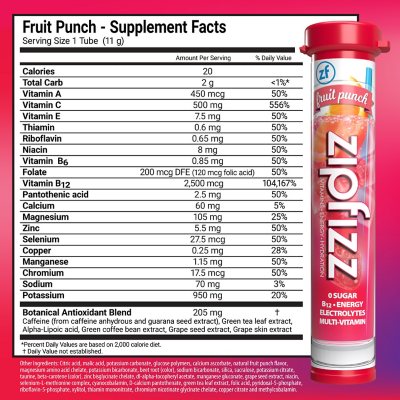 Zipfizz Energy Drink Mix, Fruit Punch 20 ct.