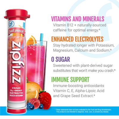Zipfizz Energy Drink Mix, Fruit Punch 20 ct.