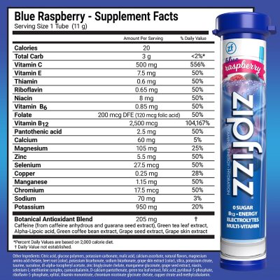 Zipfizz Energy Drink Mix, Blue Raspberry 20 ct.