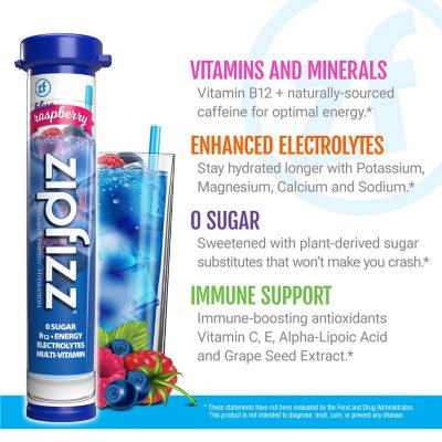 Zipfizz Energy Drink Mix, Blue Raspberry 20 ct.