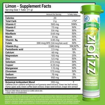 Zipfizz Energy Drink Mix, Limon 20 ct.
