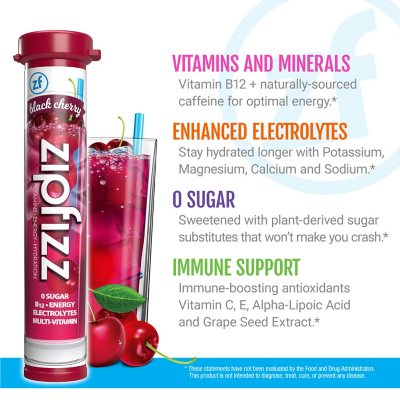 Zipfizz Energy Drink Mix, Black Cherry 20 ct.