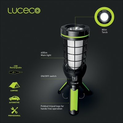 Luceco Rechargeable Olympia Tripod 360ÃÂ° Work Light Twin Pack