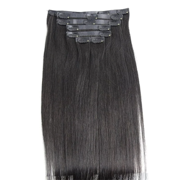 Straight Invisible Clip in Natural Black Hair Extensions 100% Real Human Hair