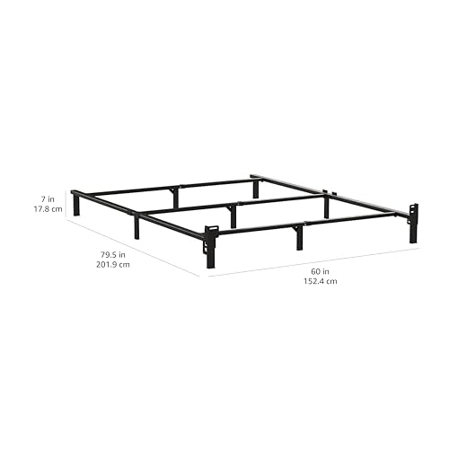 Amazon Basics Metal Bed Frame, 9-Leg Base for Box Spring and Mattress, Queen, Tool-Free Easy Assembly, 79.5" L x 59.5" W x 7" H, Black