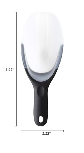Spring Chef Magnetic Ice Scoop for Freezer - BPA-Free Flexi-Plastic Popcorn Scoop with Soft Grip Handle - Dishwasher Safe Ice Scooper - Kitchen Food Scooper for Flour, Grains, Candy, Pet Food - Black
