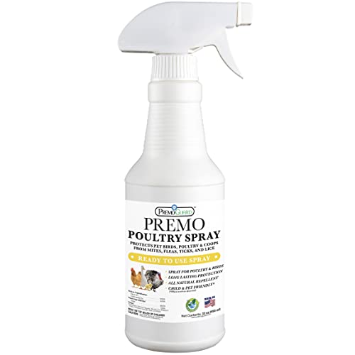 Poultry Spray by Premo Guard – 32 oz – Treat Mites, Fleas, Flies, and Lice – Effective Plant Based – Chicken, Turkey, Waterfowl, and Birds – Best Natural Protection for Control & Prevention