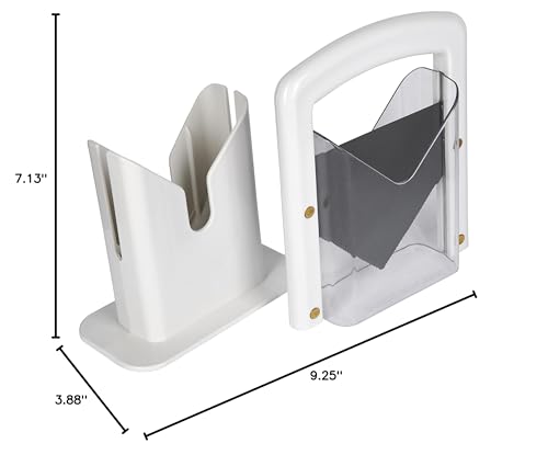 Hoan The Original Bagel Guillotine Slicer, Manual Precision Cutter with Safety Shield, Cleanly Slices Bagels and More, White, 9.25 Inch Kitchen Tool
