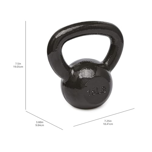 Amazon Basics Cast Iron Kettlebell, 15 Pounds, Black