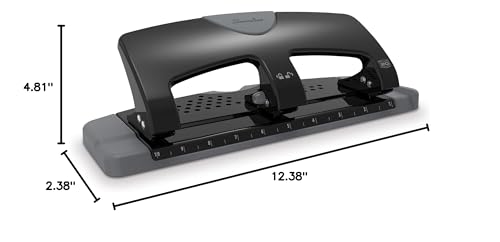 Swingline 3 Hole Punch, 20 Sheet Capacity Three Hole Puncher 3 Ring, Paper Punch, SmartTouch Low Effort, Black & Silver (74133)