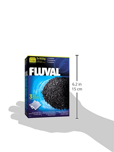 Fluval Carbon Filter Media for Aquariums, Premium Bituminous Carbon Inserts, 100-gram Nylon Bags, 3 Count (Pack of 1), A1440