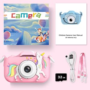 Goopow Kids Camera Toys for 3-8 Year Old Girls Boys,Children Digital Video Camcorder Camera with Cartoon Soft Cover, Best Chritmas Birthday Festival Gift for Kids - 32G SD Card Included (Darkblue-NJ)