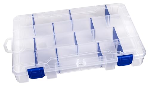 Flambeau Outdoors 4007 Tuff Tainer Fishing Tackle Box with Zerust Anti-Rust Dividers - Includes 12 Dividers, 24 Compartments, Clear Fishing Lure Organizer