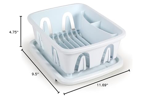 Camco RV Mini Dish Drainer & Tray - Features a Sloped Drain Tray Design, Heavy-Duty Construction, and is Ideal for Small Spaces, Apartments, Boats, and More - White (43511)