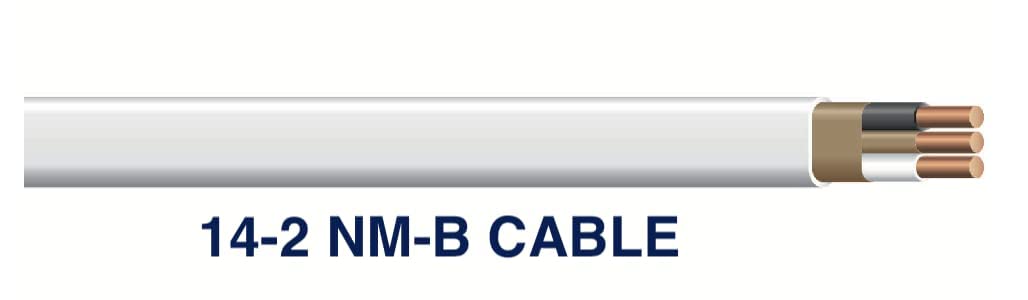 25 Feet 14/2 Type NM-B Copper. #14 AWG, 2 Conductors with Ground. Insulated Jacket White