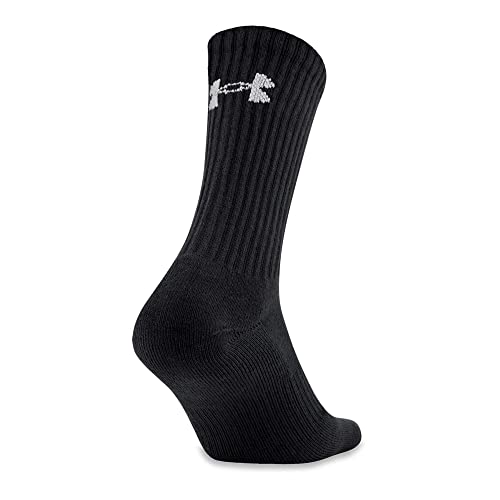 Under Armour Adult Charged Cotton Crew Socks, Multipairs, Black/Gray (6-Pairs), Large