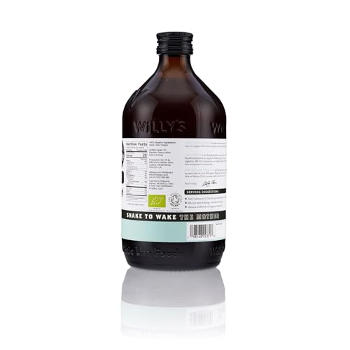 Willy's Organic ACV Apple Cider Vinegar with Mother - Probiotocs for Detox and Gut Health. 16.9oz Glass Bottle