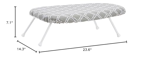 Amazon Basics Compact Tabletop Ironing Board with Folding Legs - Trellis Removable Cover, Chevron, 23.6"L x 7.1"W x 14.3"H