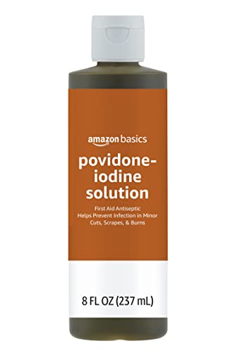 Amazon Basics First Aid Antiseptic, 10% Povidone Iodine Solution, 8 Fl Oz, Pack of 4