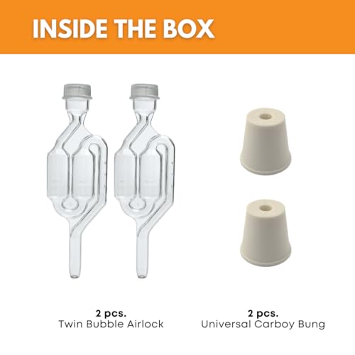 Twin Bubble Airlock and Carboy Bung (Pack of 2)