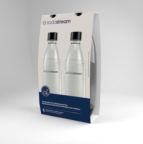 sodastream 1L Twin Pack Dishwasher Safe Slim Bottle (Black)