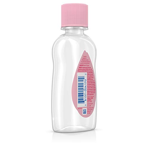 Johnson's Baby Oil, Pure Mineral Oil to Prevent Moisture Loss for Newborn, Kids, and Adults, Gentle and Soothing Baby Massage Oil, Dry Skin Relief, Hypoallergenic, Original Scent, 3 fl. oz