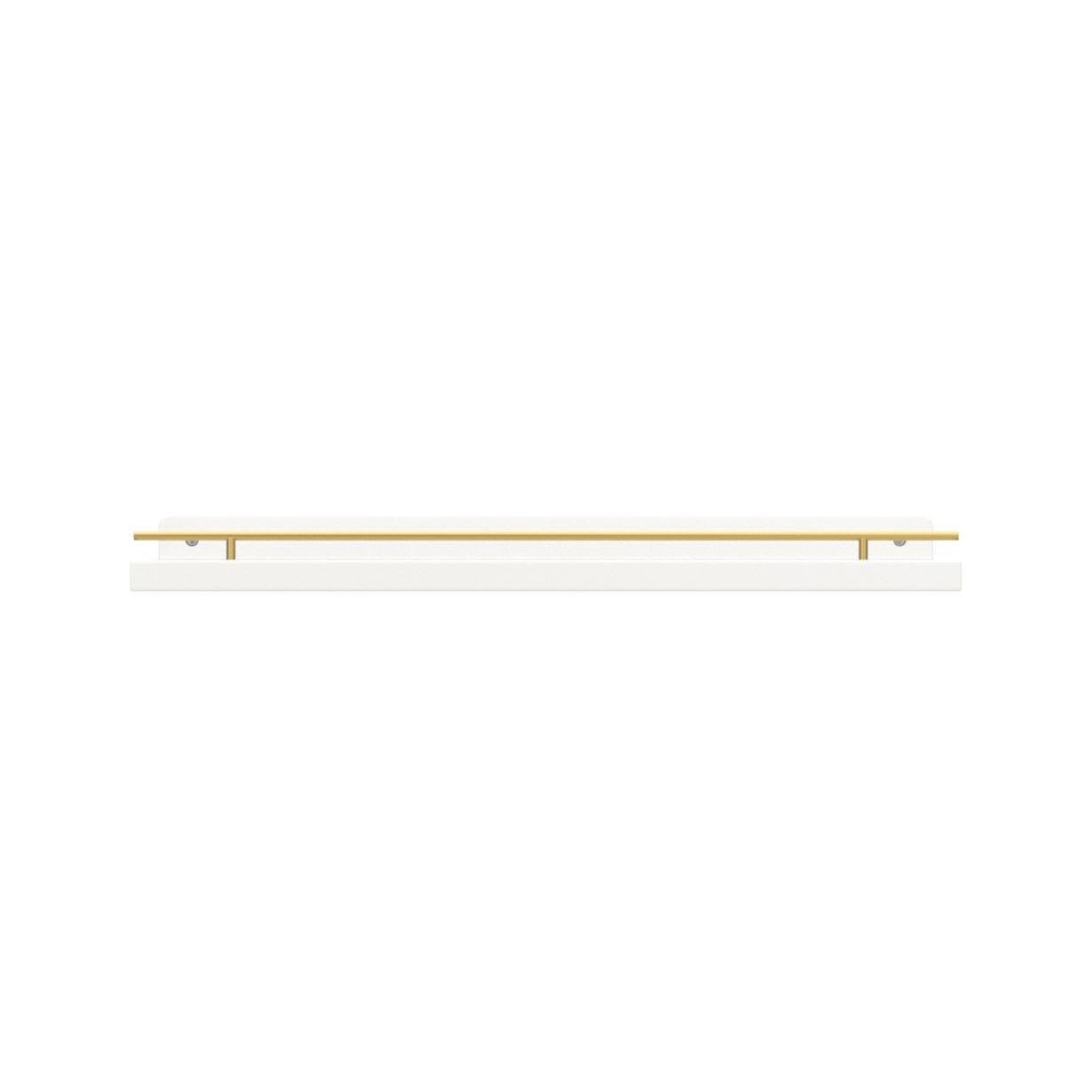 WOPITUES Floating Shelves with Gold Metal Guardrail, Shelves for Wall Decor Set of 3, Wall Shelves for Bedroom, Bathroom, Kitchen, Living Room, Plants, Picture Frames, Art- White and Gold