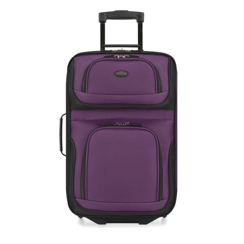 U.S. Traveler Lightweight Rolling 20" Carry On Luggage Softside Suitcase, Purple, 2 Wheel Single