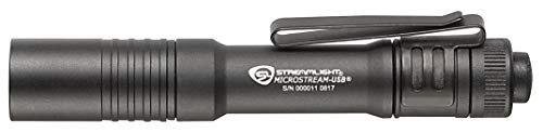 Streamlight 66601 MicroStream 250-Lumen EDC Ultra-Compact Flashlight with USB Rechargeable Battery, Clear Retail Packaging, Black
