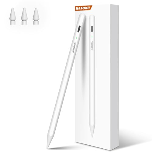 HATOKU Stylus Pen for iPad 2018-2024: 15 Mins Fast Charging Pencil (1st Generation) with Tilt Sensitivity Palm Rejection for iPad Air 3 4 5 M2 - iPad Pro 11 12.9 M4 - iPad Mini 5 6 - iPad 6 7 8 9 10